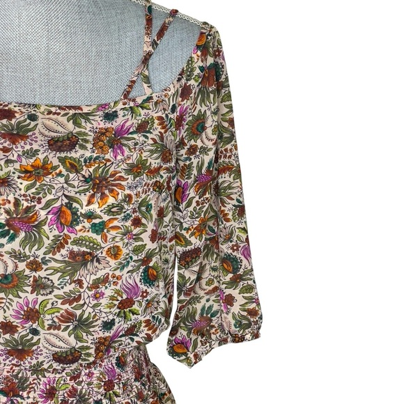 Anthropologie Floreat Mini Dress Floral Pleated Layered Ruffle Cottage 00P - Picture 8 of 13